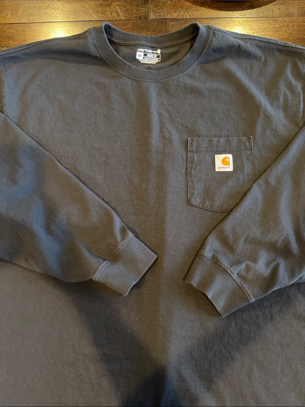 Carhartt Black Long Sleeve Pocket Tee with Logo Patch